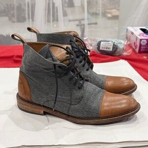 Men's Gray and Brown Lace-Up Boots